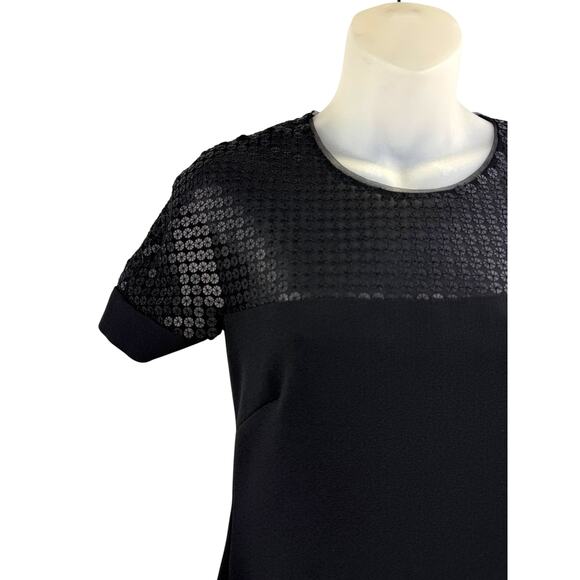 Vintage MIKAEL AGHAL black short sleeve dress with mesh detail - Picture 6 of 7